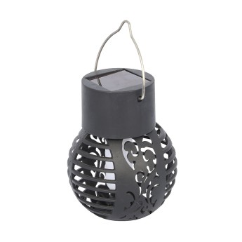 Solar-powered LED flame-effect lamp, hanging. Black