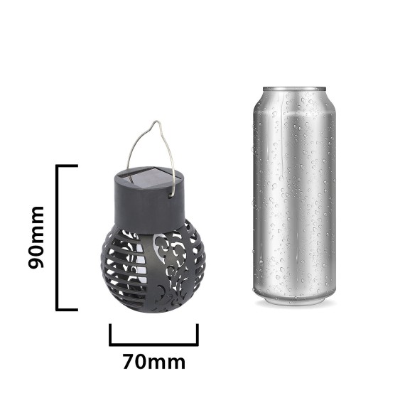 Solar-powered LED flame-effect lamp, hanging....