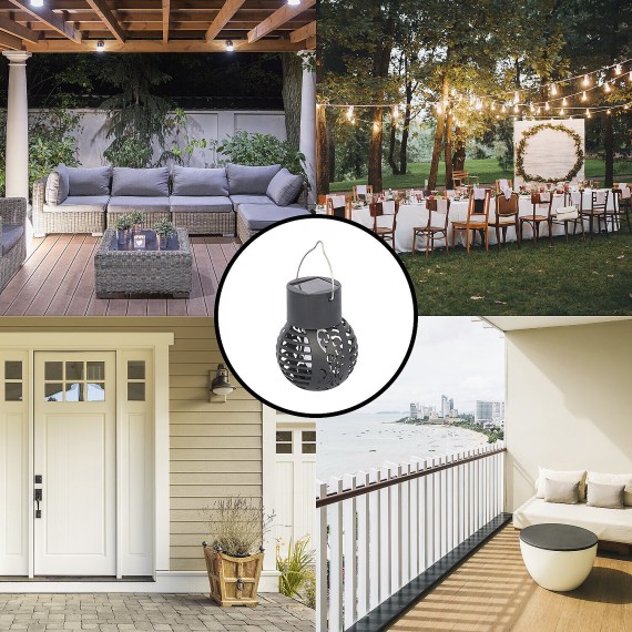 Solar-powered LED flame-effect lamp, hanging....