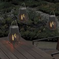 Solar-powered LED flame-effect lamp, hanging. Black