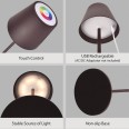 JOSEPHINE 2: Rechargeable LED touch table lamp, White + RGB. Indoor/outdoor. 35cm. Corten steel.