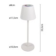 JOSEPHINE 2: Rechargeable LED touch table lamp, White + RGB. Indoor/outdoor. 35cm. White