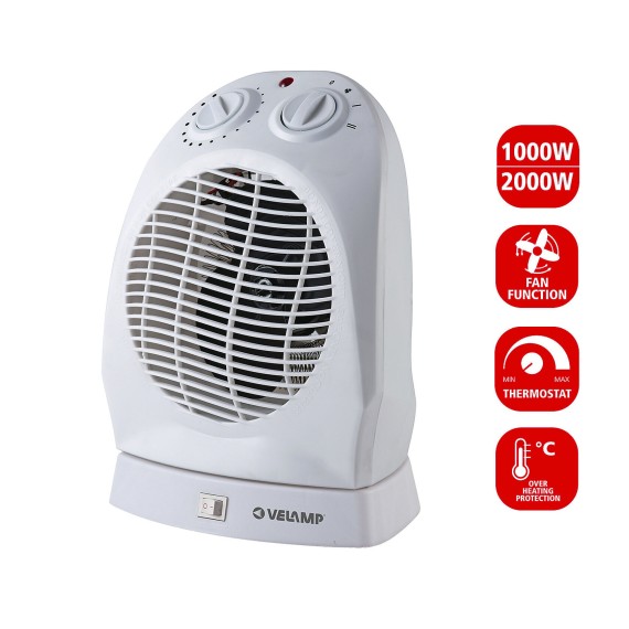 Termoventilatore fisso 2kW, 2 velocità, bianco,...