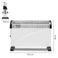 Calefactor convector de 2 kW con función TURBO. Blanco.