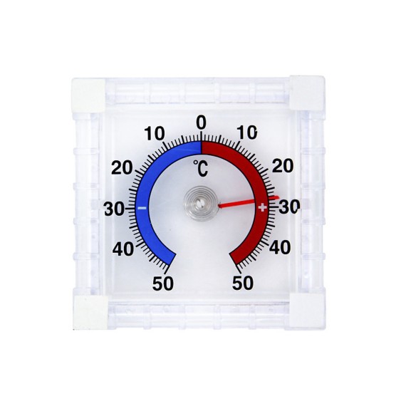 Self-adhesive indoor/outdoor window thermometer