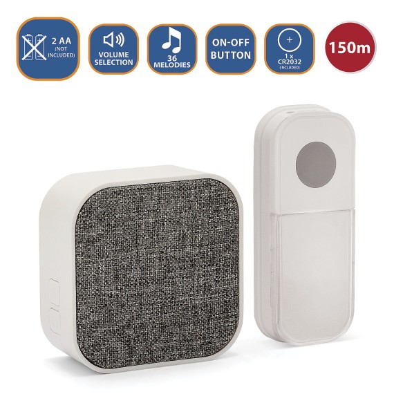TAYLOR: Battery-Powered Wireless Doorbell, 150m...