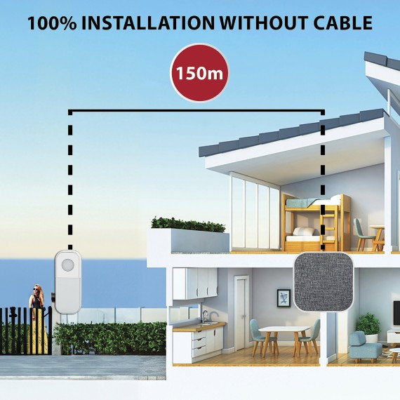 TAYLOR: Battery-Powered Wireless Doorbell, 150m...