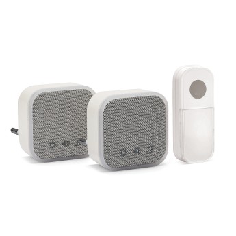 TWEED: Set of 2 doorbells with plug + 1 button, 150m, 36...