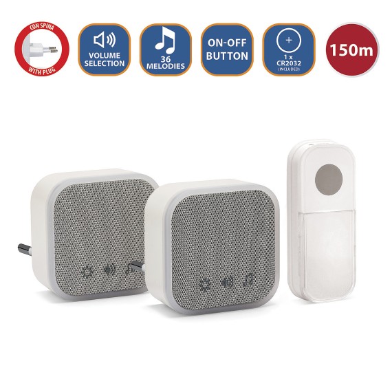 TWEED: Set mit 2 Türklingeln (inkl. Stecker und...