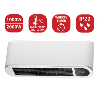 2000-Watt-Keramik-Wandheizlüfter. Mit Fernbedienung. Weiß. 2