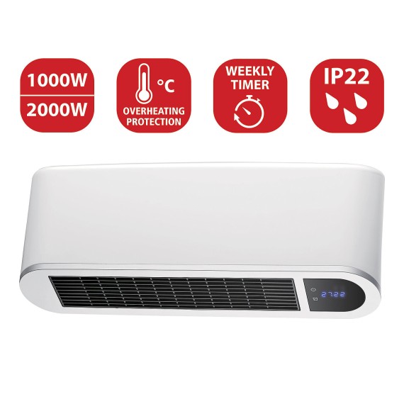 Termoventilatore murale ceramico 2000W. Con...