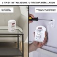 Mini allarme con rilevatore di presenza e due telecomandi. Bianco