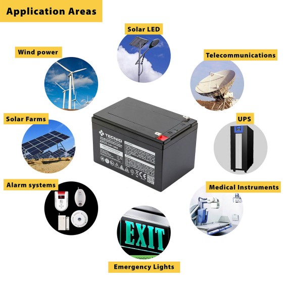 Rechargeable lead-acid battery 12V 12Ah. Faston...
