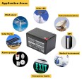 Rechargeable lead-acid battery 12V 12Ah. Faston connections.