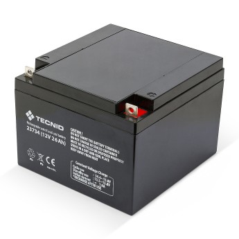 Rechargeable Lead Battery, Faston Connections, 12V 26Ah
