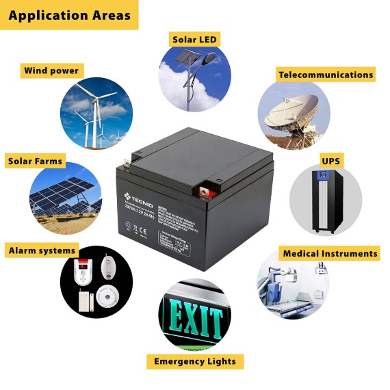 Rechargeable Lead Battery, Faston Connections,...