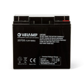Rechargeable lead-acid battery 12V 18Ah. Faston connections.