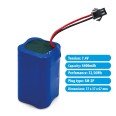 Wiederaufladbarer Lithium-Ionen-Akku 18650 x 2, 7,4 V, 4400 mAh. Mit Anschluss.