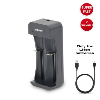 Caricatore veloce 2 canali per batterie Lithium-ion 2