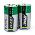 Zink-Kohle-Batterie, Taschenlampe, R20 D, 1,5 V. Blisterpackung mit 2 Batterien.