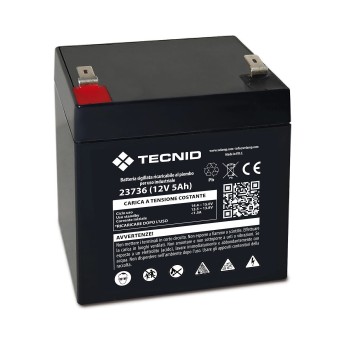 Batteria Ricaricabile Piombo, Attacchi Faston, 12V, 5Ah....
