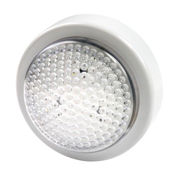 DRUCKLEUCHTE: Runde, weiße 3-LED-Druckknopfleuchte....