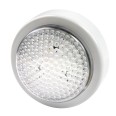 DRUCKLEUCHTE: Runde, weiße 3-LED-Druckknopfleuchte. Batteriebetrieben.