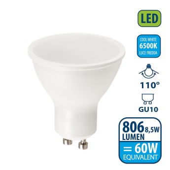 SMD LED bulb, GU10 socket, 230V, 9W/806lm, 3000K, 110° 2