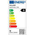 LED Filament Bulb, Drop A60, 5W/1055lm, E27 Base, 3000K - CLASS A