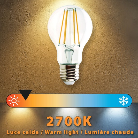 LED Filament Bulb, Drop A60, 7W/806lm, E27...
