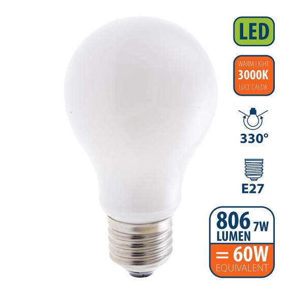Opal LED filament bulb, A60 standard, 7W /...