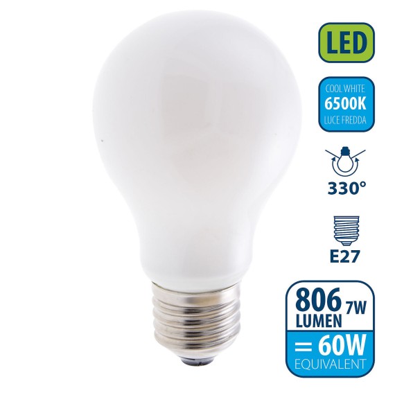 Opal LED filament bulb, A60 standard, 7W /...