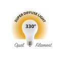 Opal LED filament bulb, A60 standard, 7W / 806lm, E27 base, 6500K