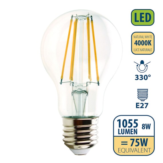 Ampoule LED à filament, culot E27, 8 W / 1055...