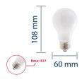 Opal Filament LED Bulb, Drop A60, 8W/1055lm, E27 Base, 3000K
