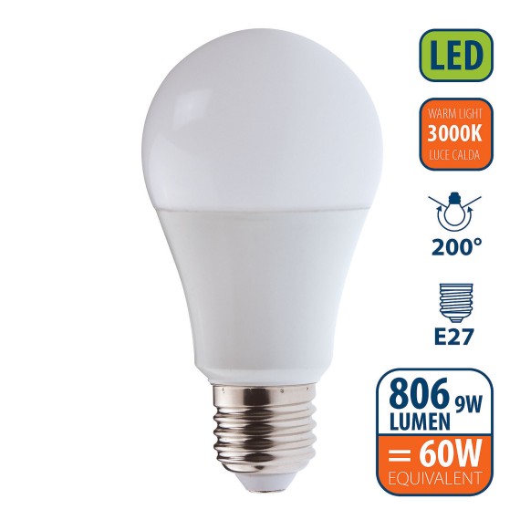 SMD-LED-Lampe, A60-Sockel, 9 W/806 lm,...