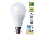 SMD LED bulb, A60 drop, 9W/806lm, B22 base (France), 4000K