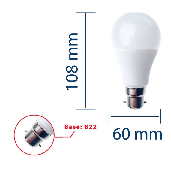 SMD LED bulb, A60 drop, 9W/806lm, B22 base...