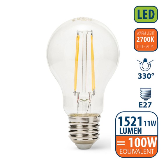 LED-Filamentlampe, A60, 11 W/1521 lm,...