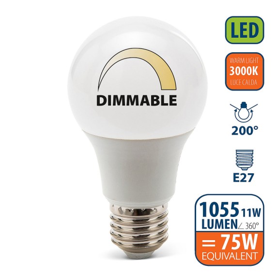 Dimmbare SMD-LED-Lampe, A60-Sockel, 11 W/1055...