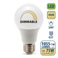 Dimmable SMD LED bulb, A60 drop, 11W/1055lm, E27 base, 4000K