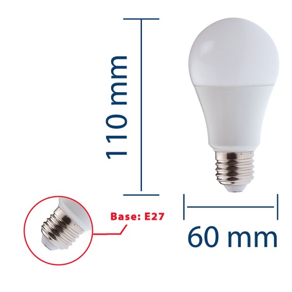 SMD LED bulb, A60 drop, 12W/1055lm, E27 base,...