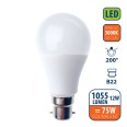 SMD LED bulb, A60 drop, 12W/1055lm, B22 base (France), 3000K