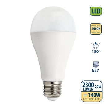 SMD LED bulb, A65 drop, 20W/2300lm, E27 base, 4000K 2