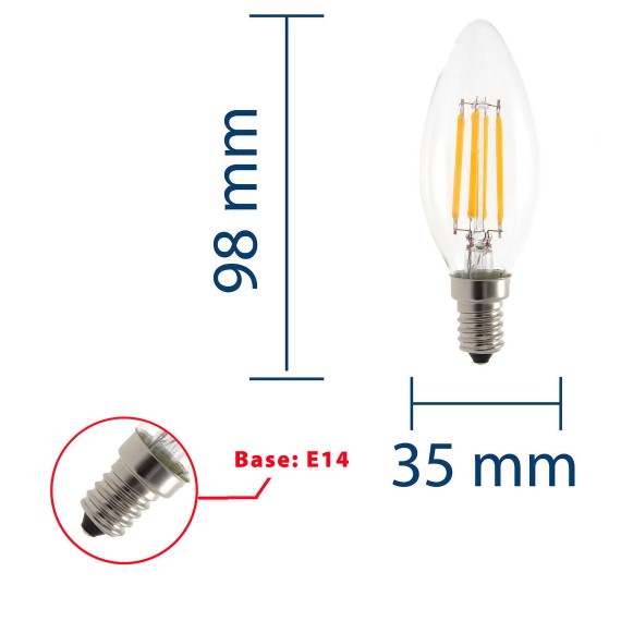 Ampoule LED à filament, couleur olive C35, 4...
