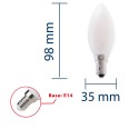 Opal Filament LED Bulb, Olive C35, 4W/470lm, E14 Base, 3000K