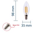 LED Filament Bulb, Olive C35, 6W/806lm, E14 Base, 4000K