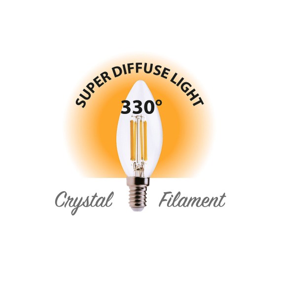 LED Filament Bulb, Olive C35, 6W/806lm, E14...