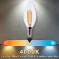 LED Filament Bulb, Olive C35, 6W/806lm, E14 Base, 4000K