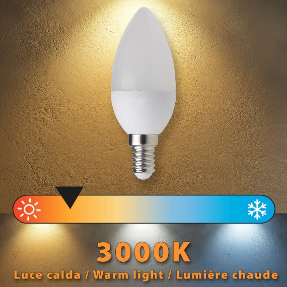SMD LED bulb, Olive C37, 8W/806lm, E14 base, 3000K